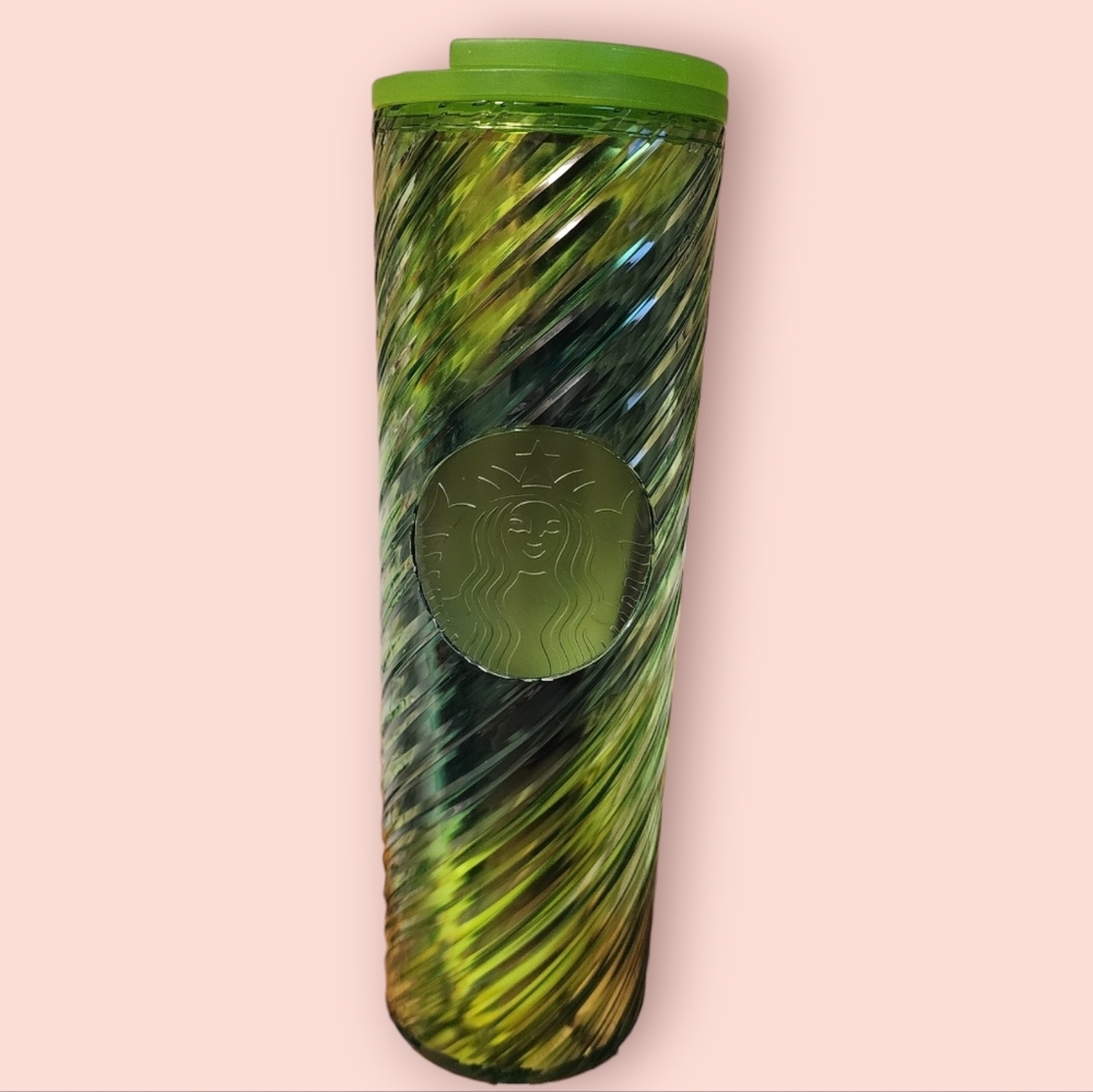 Starbucks 16oz Lime Green Ribbon Tumbler Swirl Design Holiday Cup Christmas